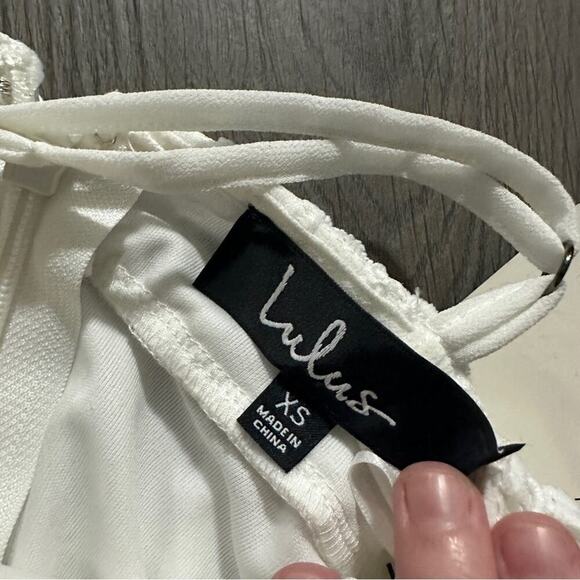 Lulus Dress‎ Made in the Crocheted White Skater Halter Neck Mini Dress Sz XS NEW - Picture 7 of 14